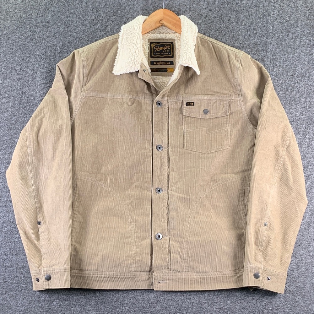 Howler Bros HB Depot Jacket Men Large Brown Fuzzy Sherpa Lined Western Outdoor